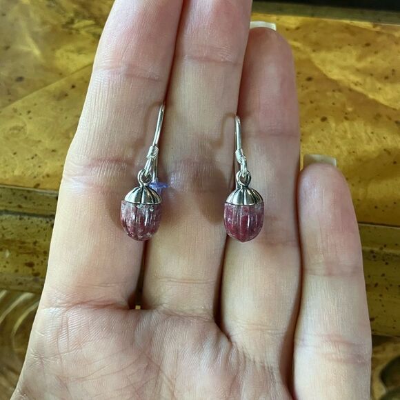 Norwegian Thulite Sterling Silver Earrings - Picture 7 of 8